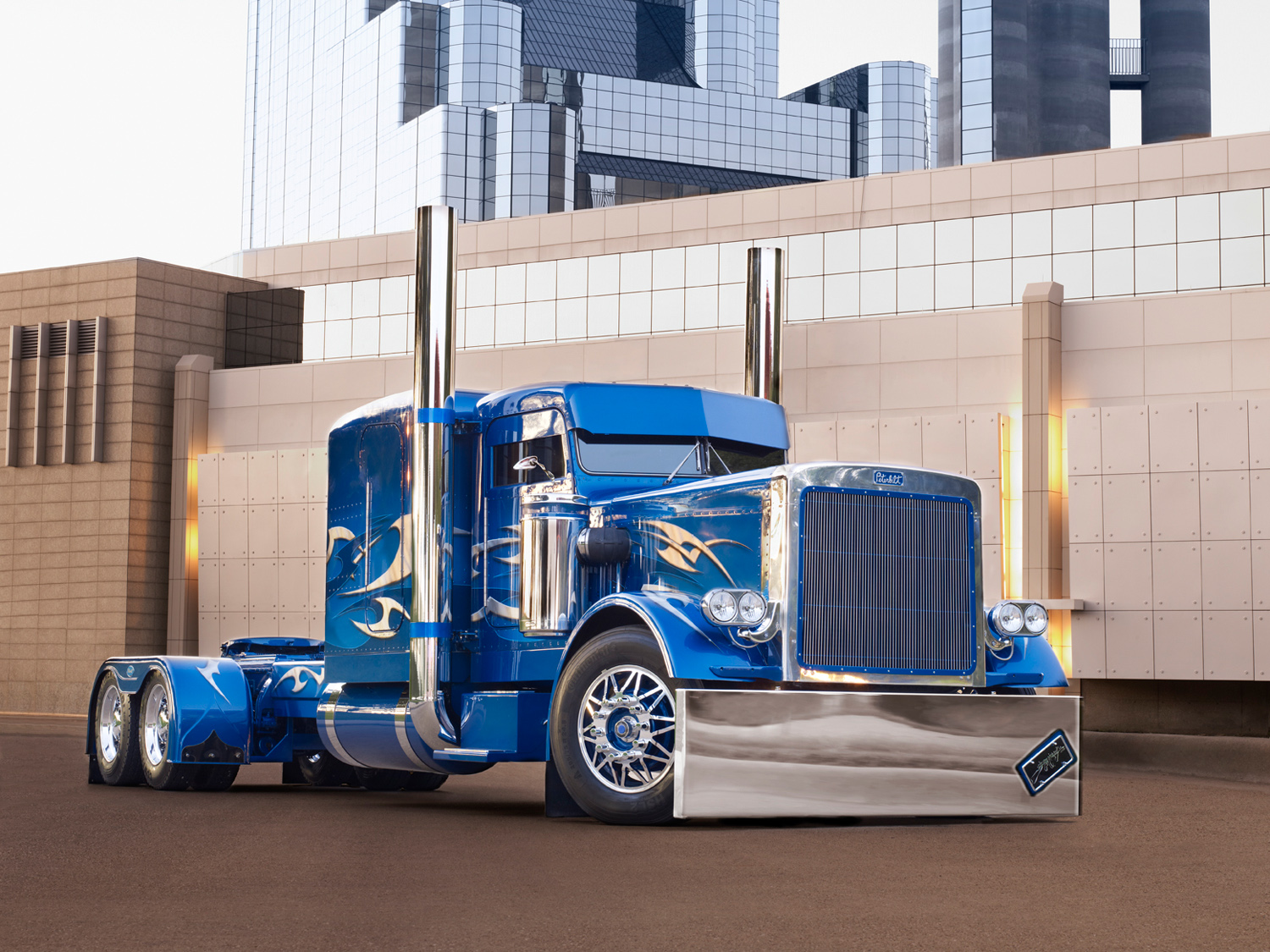 A fully customized Peterbilt Model 379 photographed in Dallas, Texas